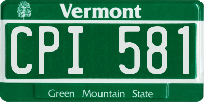 VT license plate CPI581