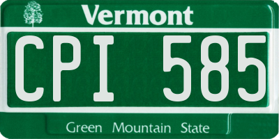VT license plate CPI585