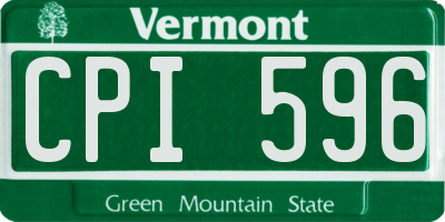 VT license plate CPI596