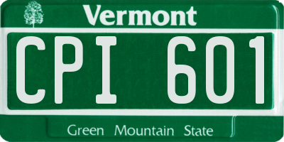 VT license plate CPI601