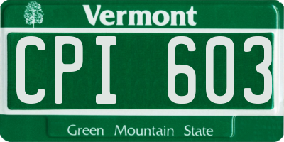 VT license plate CPI603