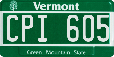 VT license plate CPI605