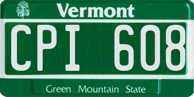 VT license plate CPI608