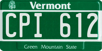 VT license plate CPI612