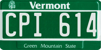 VT license plate CPI614