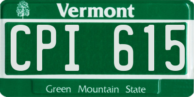 VT license plate CPI615