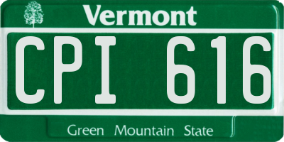 VT license plate CPI616