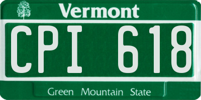 VT license plate CPI618
