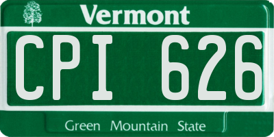 VT license plate CPI626