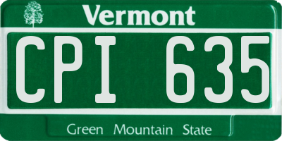 VT license plate CPI635