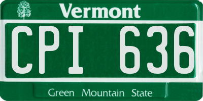 VT license plate CPI636