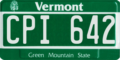 VT license plate CPI642