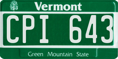 VT license plate CPI643