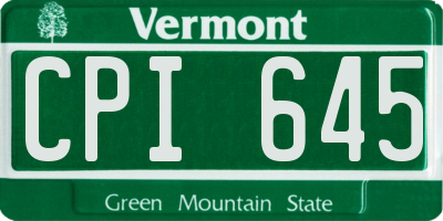 VT license plate CPI645