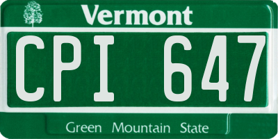 VT license plate CPI647