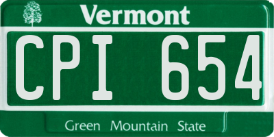 VT license plate CPI654