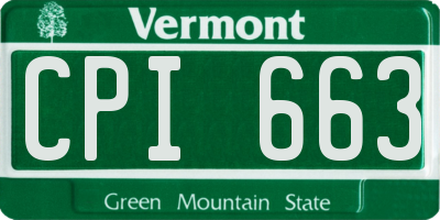 VT license plate CPI663