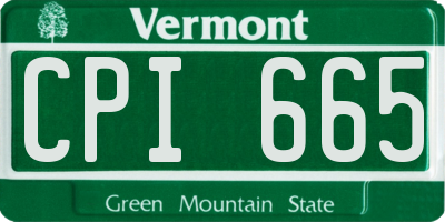 VT license plate CPI665
