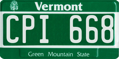 VT license plate CPI668