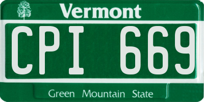 VT license plate CPI669