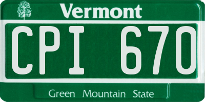 VT license plate CPI670