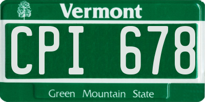 VT license plate CPI678