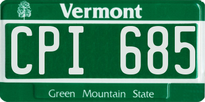 VT license plate CPI685