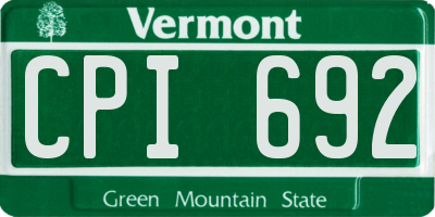VT license plate CPI692