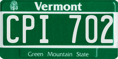 VT license plate CPI702