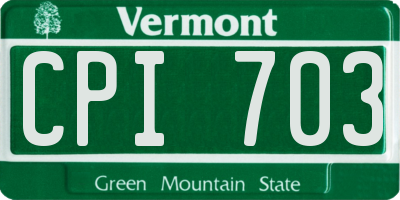 VT license plate CPI703