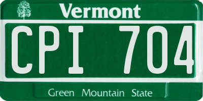 VT license plate CPI704