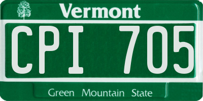 VT license plate CPI705