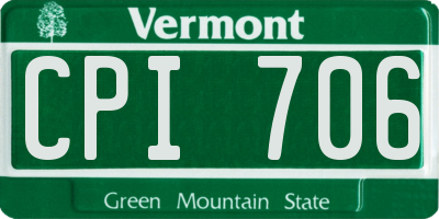 VT license plate CPI706