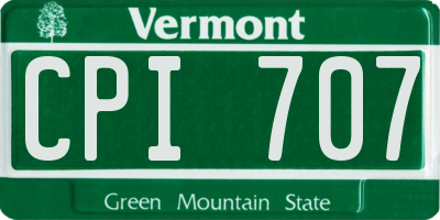 VT license plate CPI707