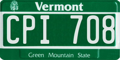 VT license plate CPI708