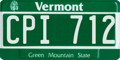 VT license plate CPI712