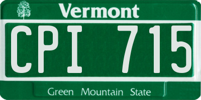 VT license plate CPI715