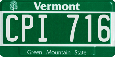 VT license plate CPI716