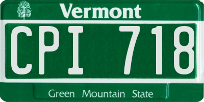 VT license plate CPI718