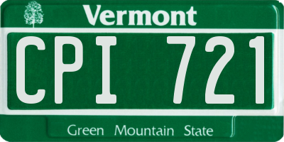 VT license plate CPI721