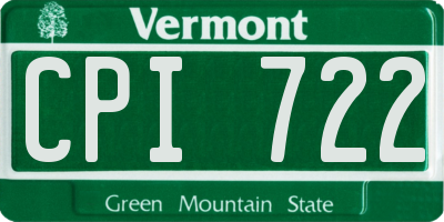 VT license plate CPI722