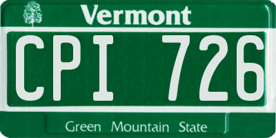 VT license plate CPI726