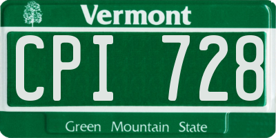 VT license plate CPI728