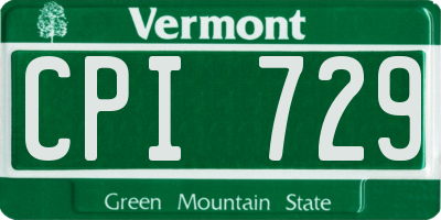 VT license plate CPI729