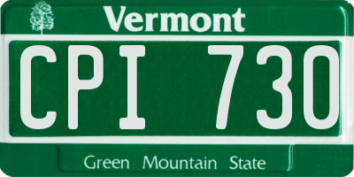 VT license plate CPI730