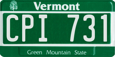 VT license plate CPI731