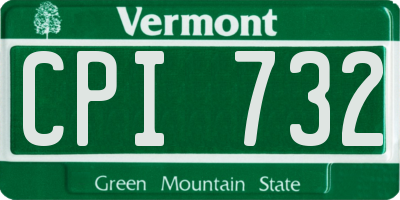 VT license plate CPI732