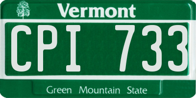 VT license plate CPI733
