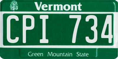 VT license plate CPI734