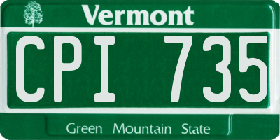 VT license plate CPI735